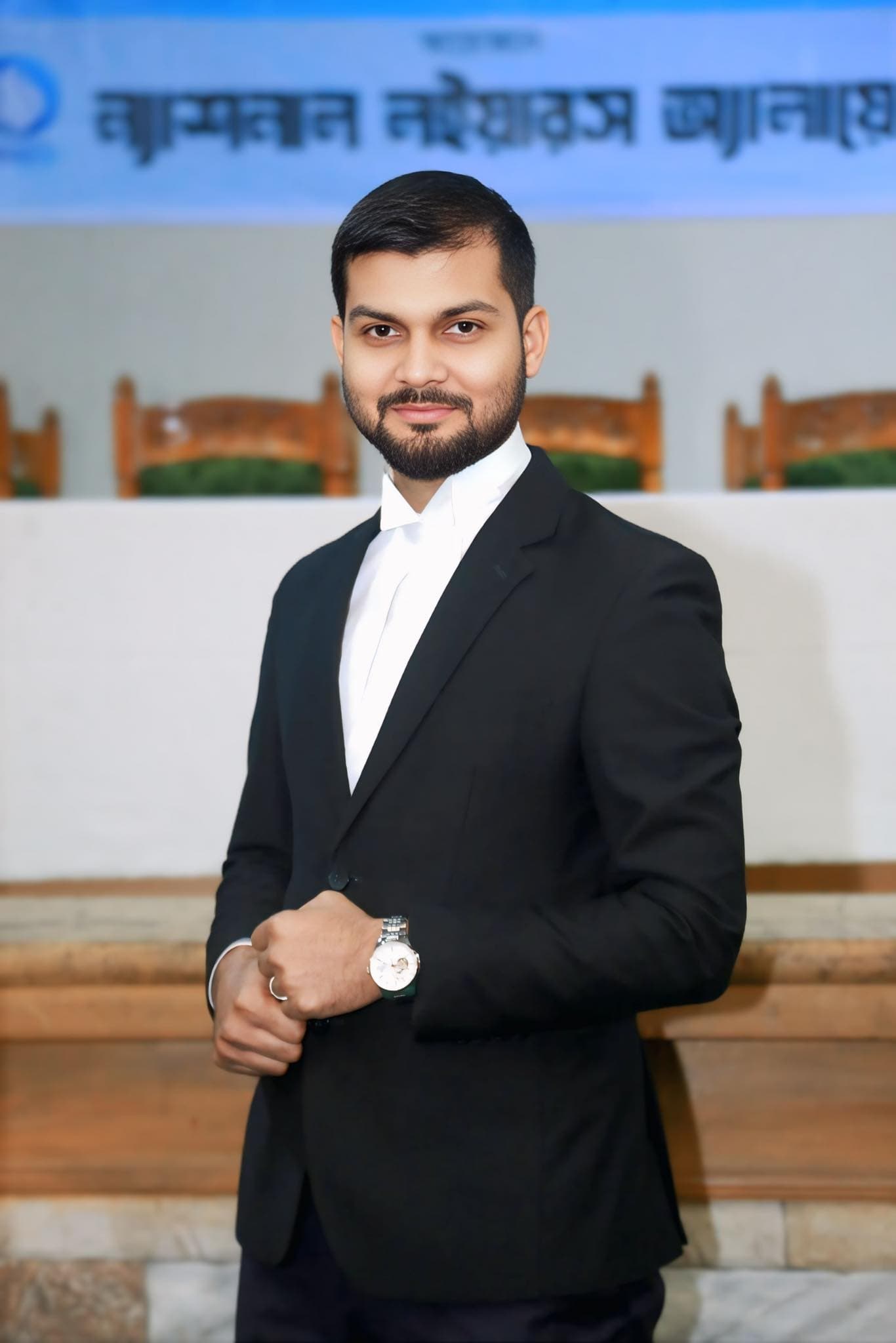 Advocate Shakil Ahmad in courtroom attire